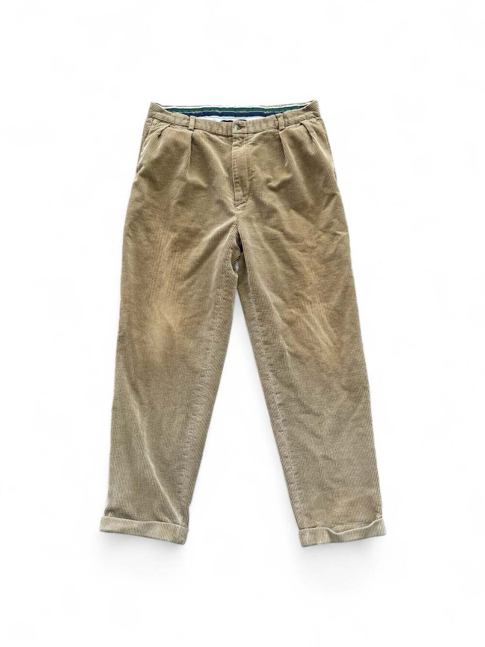 Nautica Vintage Pleated Corduroy Trousers Tan